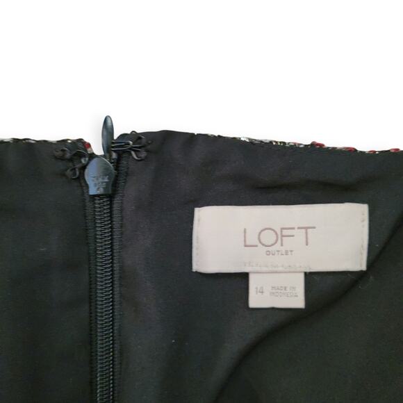 LOFT Outlet Metallic Fringe Tweed Textured Sequin Mini Skirt Women Sz 14 - Picture 7 of 8